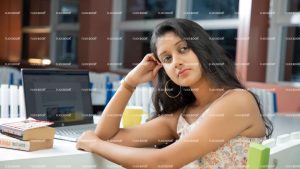 girl with book, landscape, emotional, dark haired woman, frock, studying, laptop, study area, books, thinking, woman, sitting on chair, lazy girl