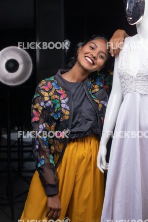 
									Woman working as a tailor , Fashion, Design, Designer,  Clothes. Mannequin, Dummy, casual outfit , smiling , hard work , happy , smiling , head on dummy 