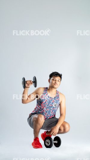 Active, Dumbbells, Fitness, Holding Weight Dumbbells, Strong, Weight, Young Guy Red Shoes, Young Guy