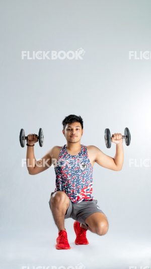 Active, Dumbbells, Fitness, Holding Two Weight Dumbbells, Strong, Weight, Young Guy Red Shoes, Young Guy