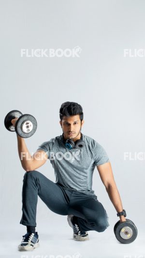 Active, Dumbbells, Fitness, Strong, Young Guy with Grey T-shirt, Holding Weight Dumbbells, Weight, Sitting on the Floor, Young Guy 