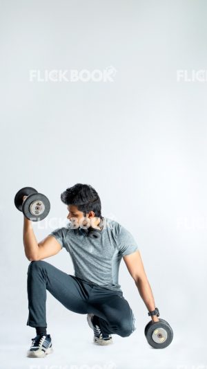 Active, Dumbbells, Fitness, Strong, Young Guy with Grey T-shirt, Holding Weight Dumbbells, Weight, Sitting on the Floor, Young Guy 