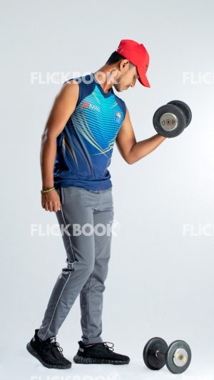 Active, Dumbbells, Fitness, Guy, Strong, Weight, Holding Weight Dumbbells, Young Guy with Red Cap