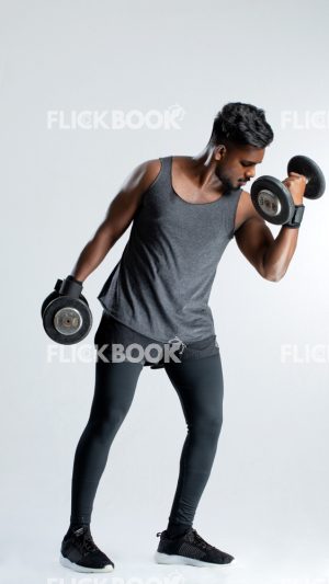 Active, Dumbbells, Fitness, Strong, Holding Two Weight Dumbbells, Strong Guy