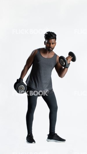 Active, Dumbbells, Fitness, Strong, Holding Two Weight Dumbbells, Strong Guy
